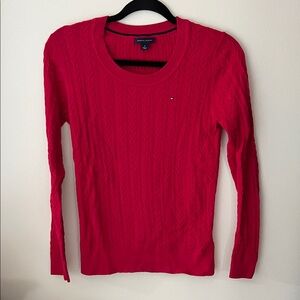 Tommy Hilfiger Women's Vibrant Bright Pink Beautiful Crew Neck Sweater